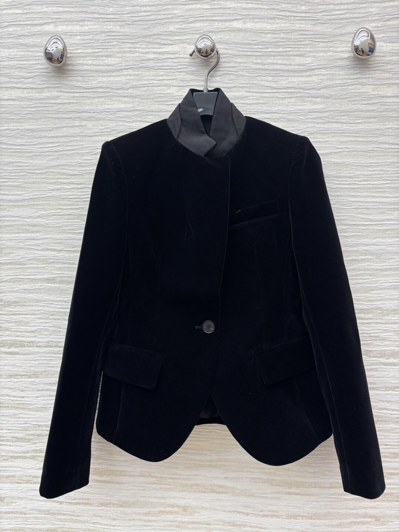 Dior 25 Early Autumn Velvet Stand Collar Blazer in Black