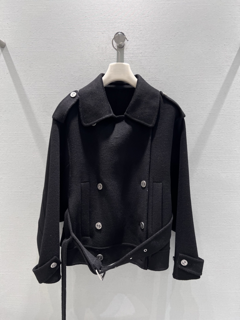 Dior Women's Wool Coat - Black, Double-Breasted, Shoulder Buttons, Luxe Cashmere Blend, Tailored Fit, Couture-Inspired Design