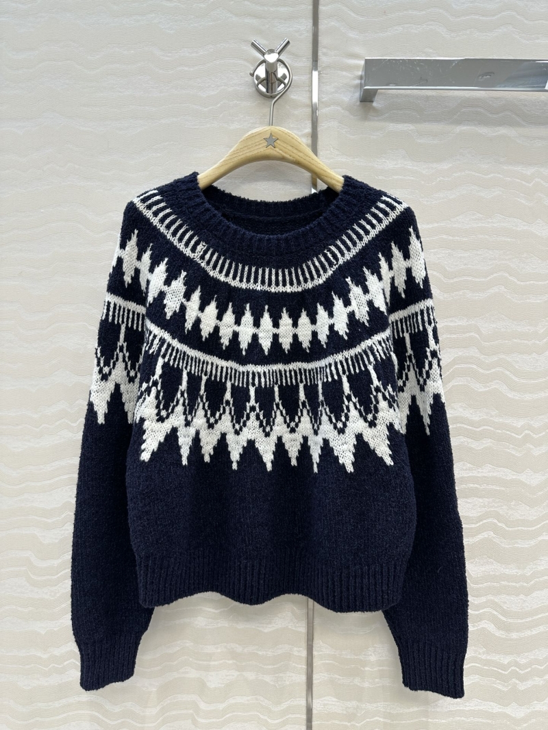 Dior Miss Dior Fair Isle Cashmere Wool Knit Sweater - Winter Alpine Design, Relaxed Fit, CD Embroidered