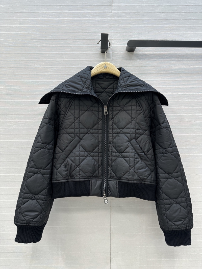 Dior Autumn/Winter Quilted Puffer Jacket in Black | Premium Memory Nylon | Cropped Bomber Style