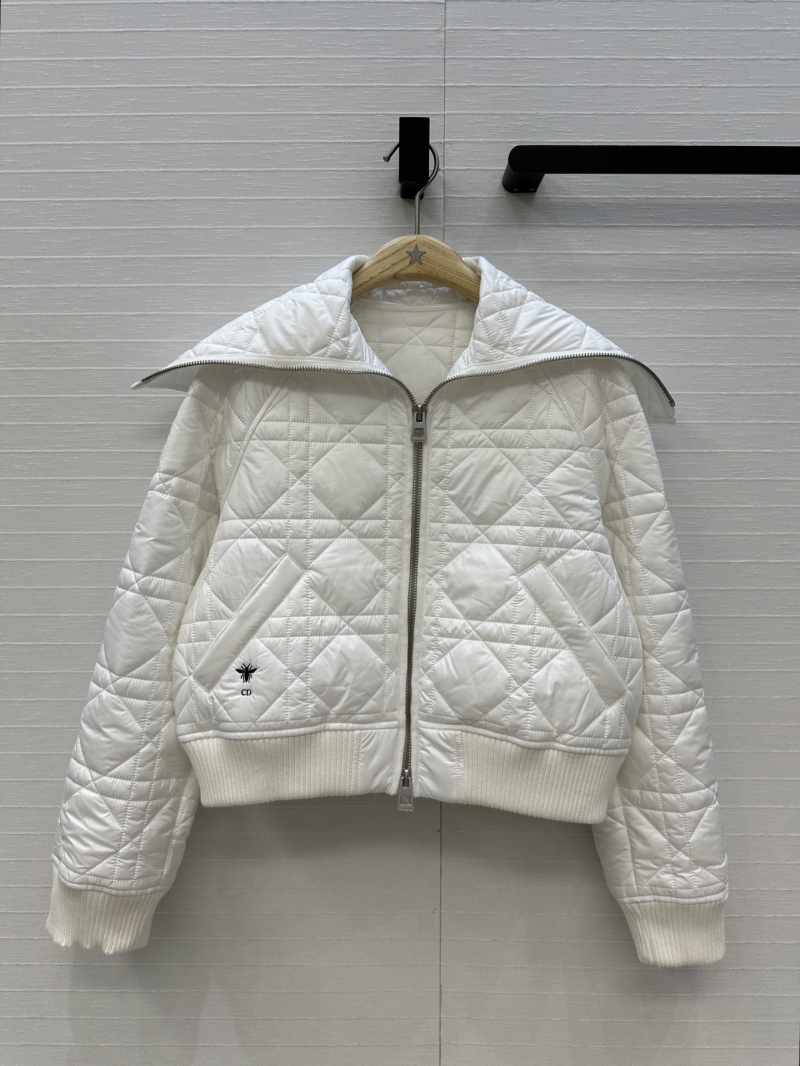 Dior Quilted Puffer Jacket in White Memory Nylon with Cotton Padding