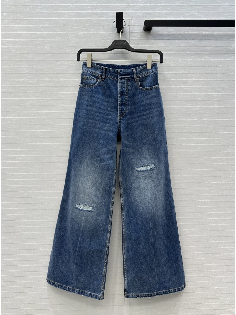Dior High-Waisted Wide-Leg Jeans in Vintage Wash Denim