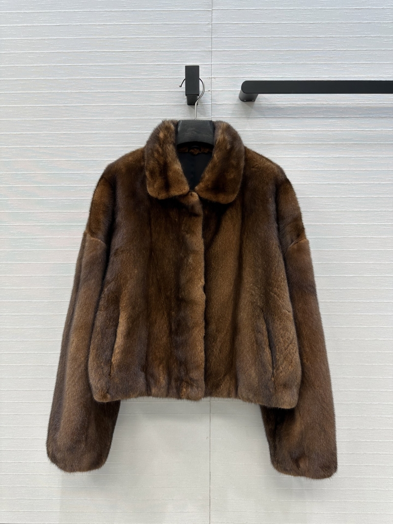 Dior Mink Fur Coat – SAGA Purple Label, Handcrafted H-Line Cropped Jacket in Natural Brown-Coffee & Sapphire Blue