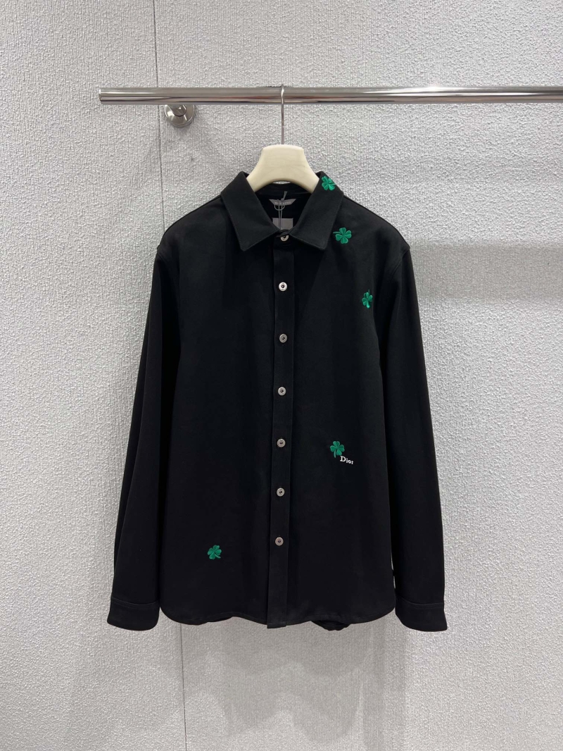 Dior Clover Embroidered Black Denim Shirt Jacket