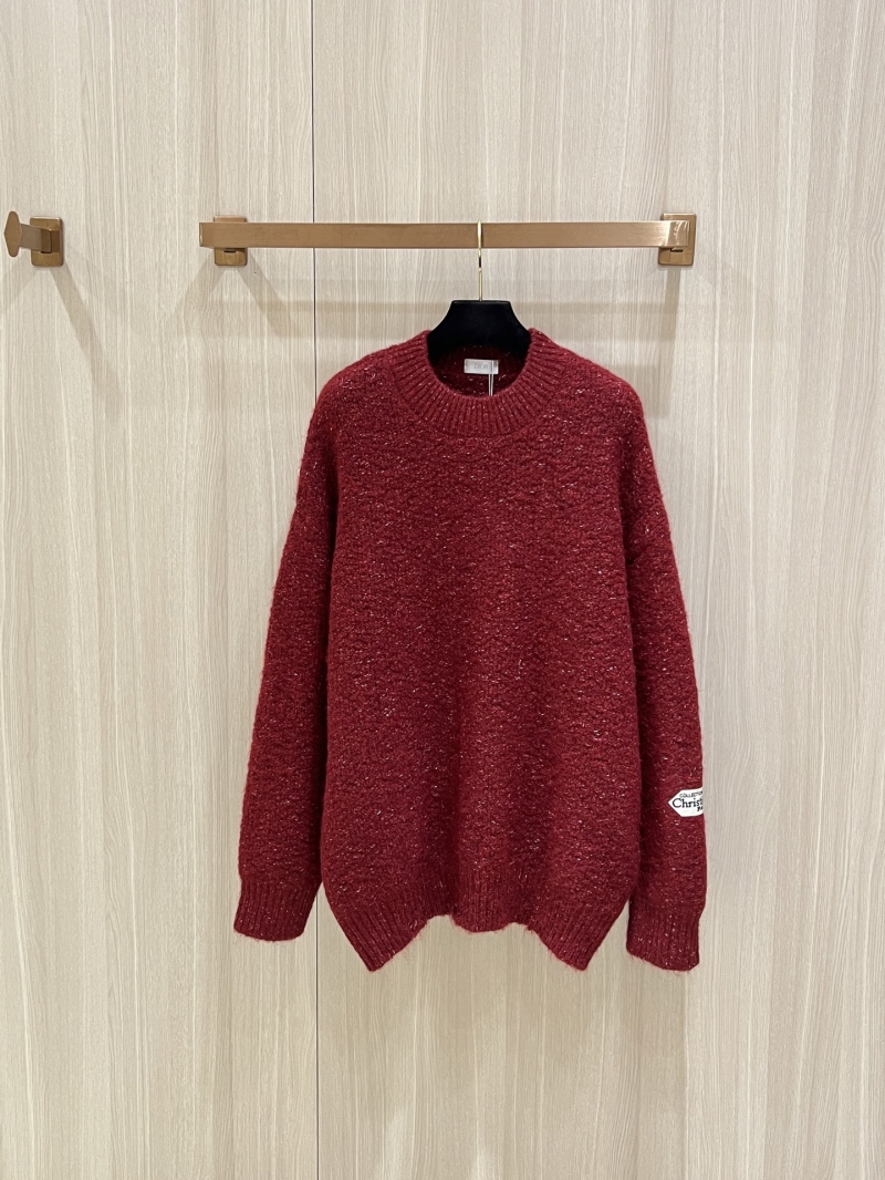 Dior Destructured Special Yarn Knit Sweater in Burgundy