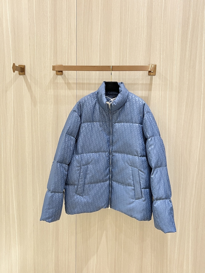Dior Oblique Laser Jacquard Down Puffer Jacket in Slate Blue