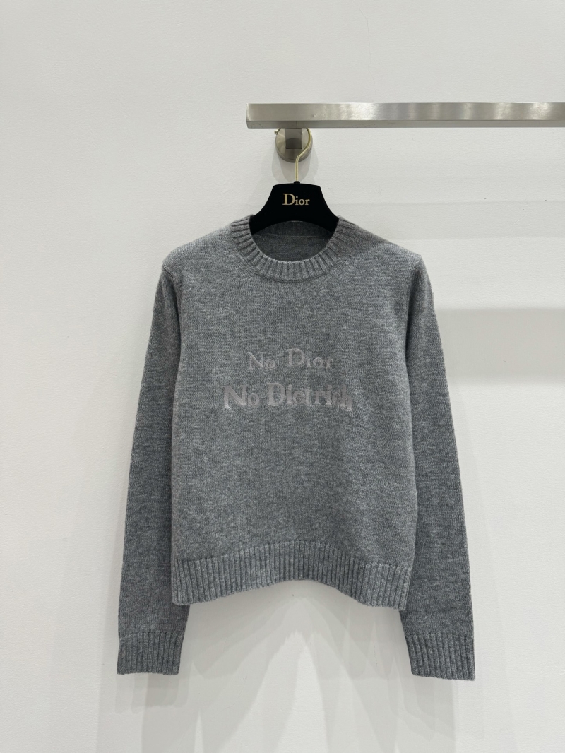 Dior No Dior No Dietrich Embroidered Wool Sweater in Heather Grey