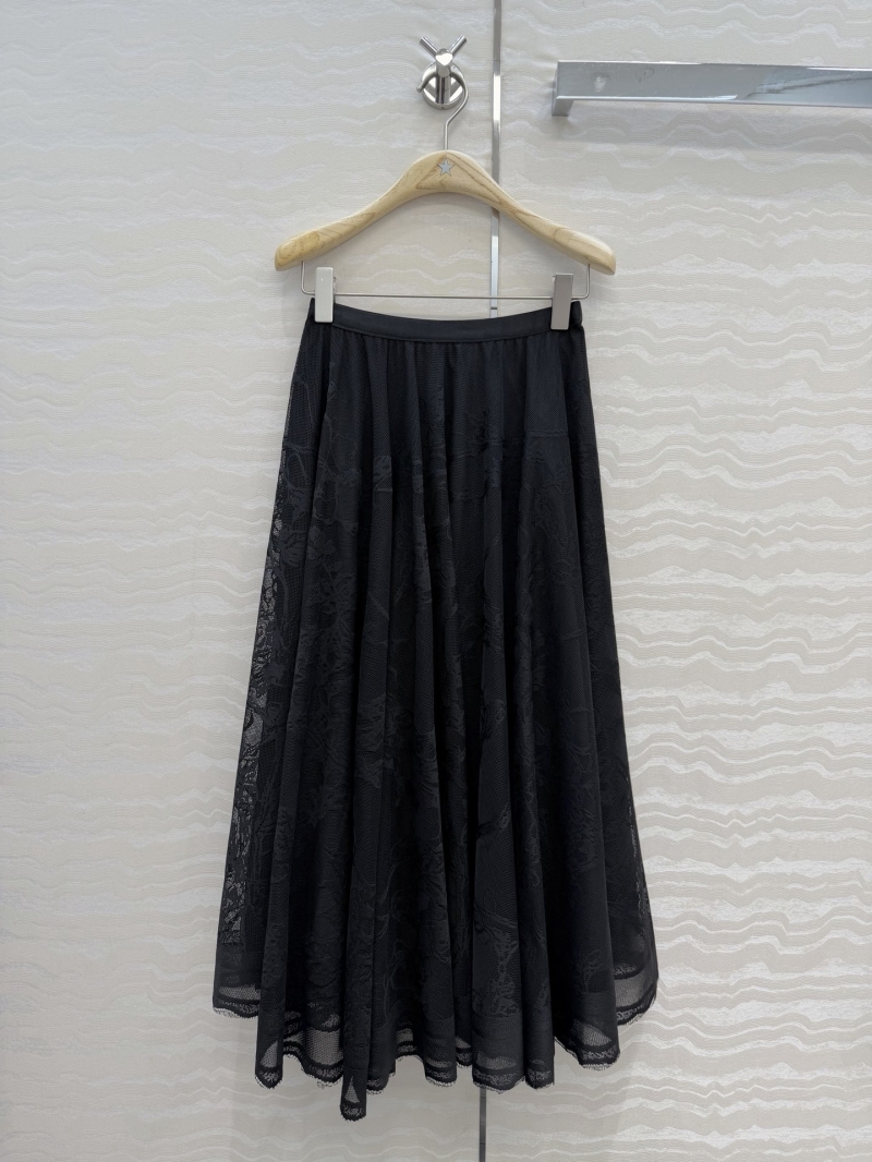 Dior Exquisite French Jacquard Lace Heavy-Duty 3D Crafted Maxi Skirt in Black