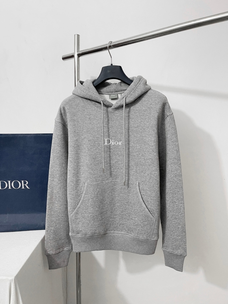 Dior Signature Embroidered Logo Hoodie in Light Heather Grey
