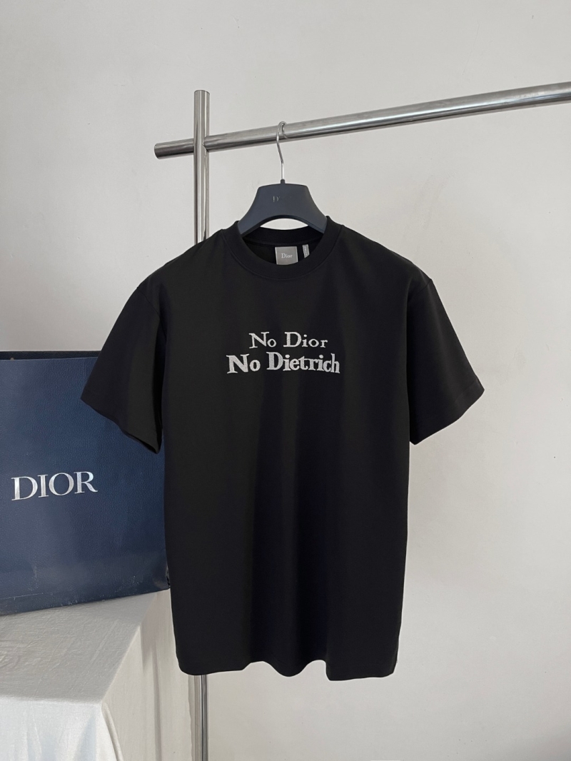 Dior No Dior No Dietrich Embroidered Cotton T-Shirt in Black
