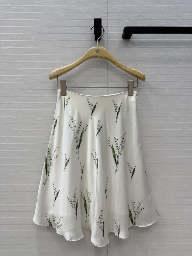 Dior Lily of the Valley Silk Printed A-line Skirt