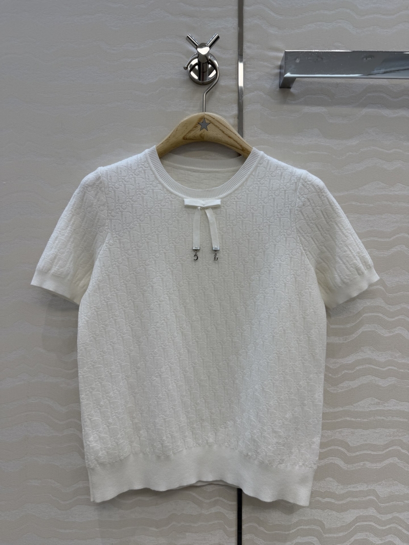 Dior Miss Dior Signature Oblique Knit Short-Sleeved Top in Custom High-Density Yarn