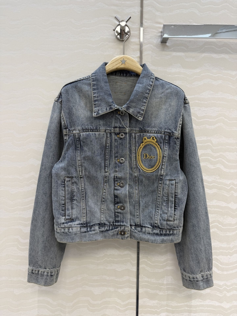 Dior MissDior Vintage Wash Denim Jacket with Gold Crest Embroidery