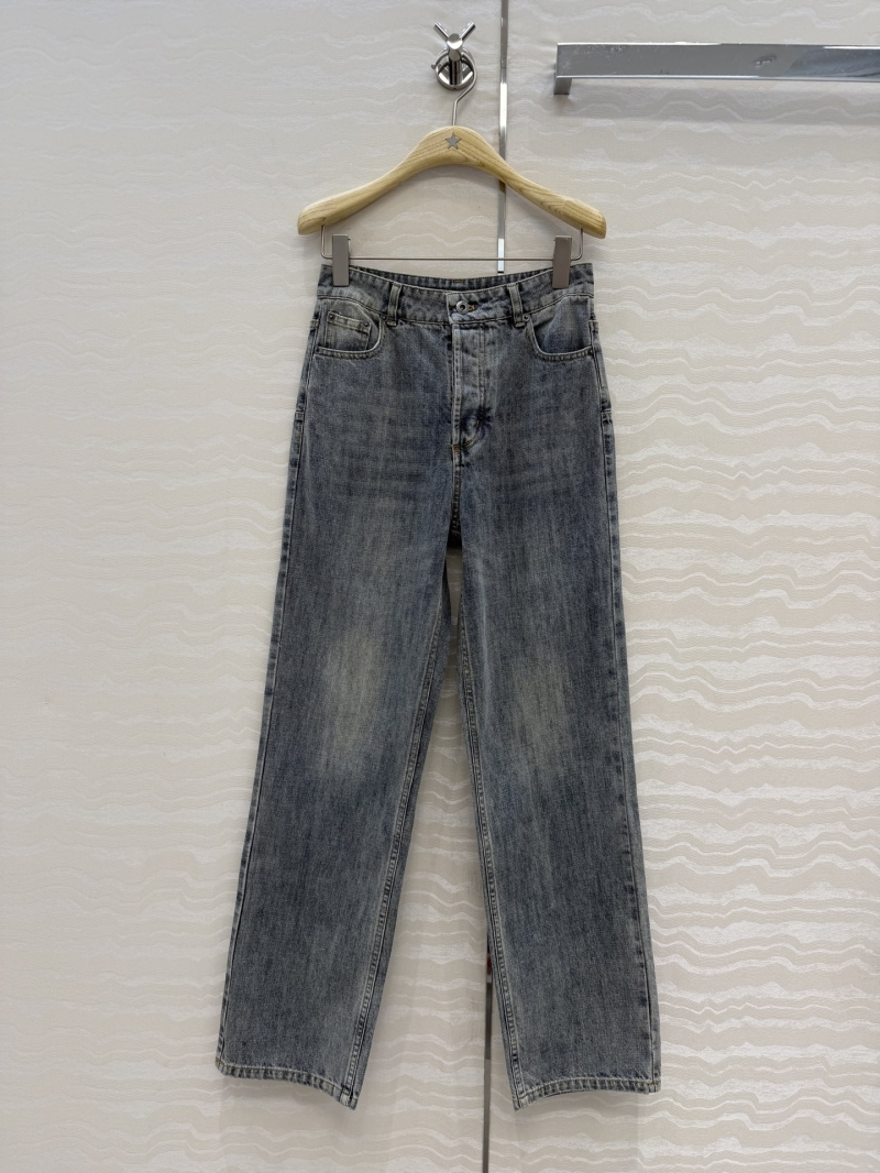 Dior MissDior Vintage Wash Imported Denim Straight-Leg Jeans in Greyish-Blue