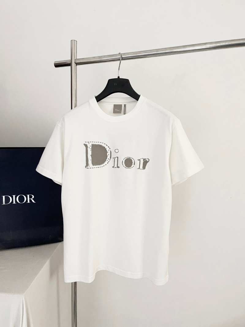 Dior Reverse Embroidered Cotton Jersey T-Shirt in White