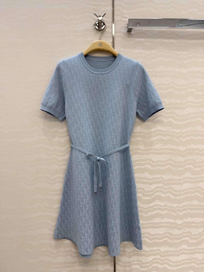 Dior Miss Dior Signature Knit A-Line Short Sleeve Dress