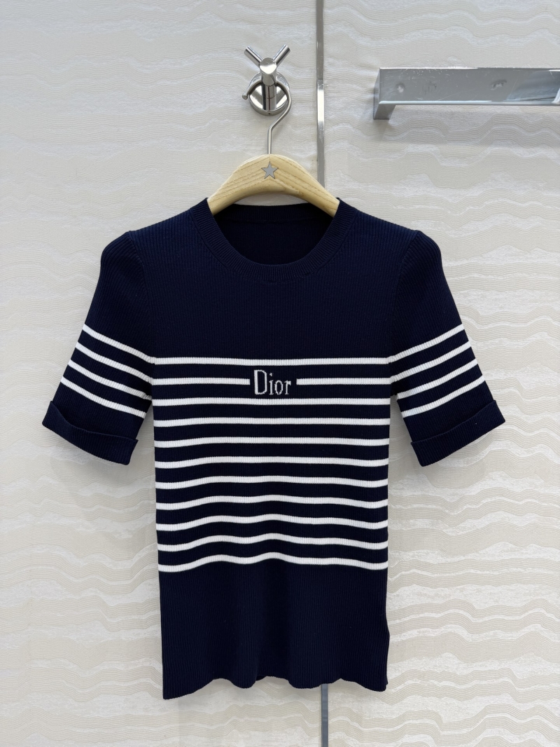 Dior Signature Nautical Striped Pure Cotton Knit Top