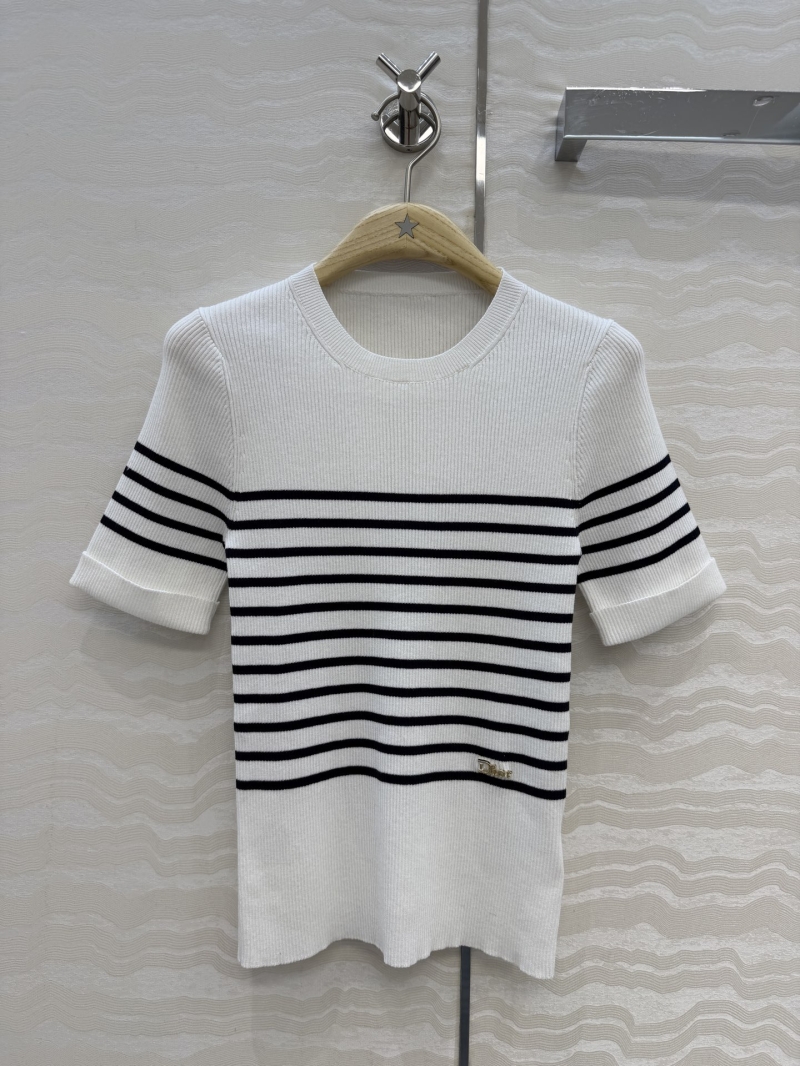 Dior MissDior Nautical Striped Pure Cotton Knit Top