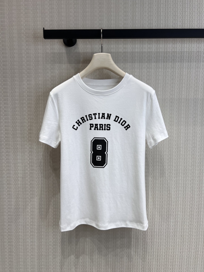 Dior Varsity Logo Arched T-Shirt in White - Signature Number 8