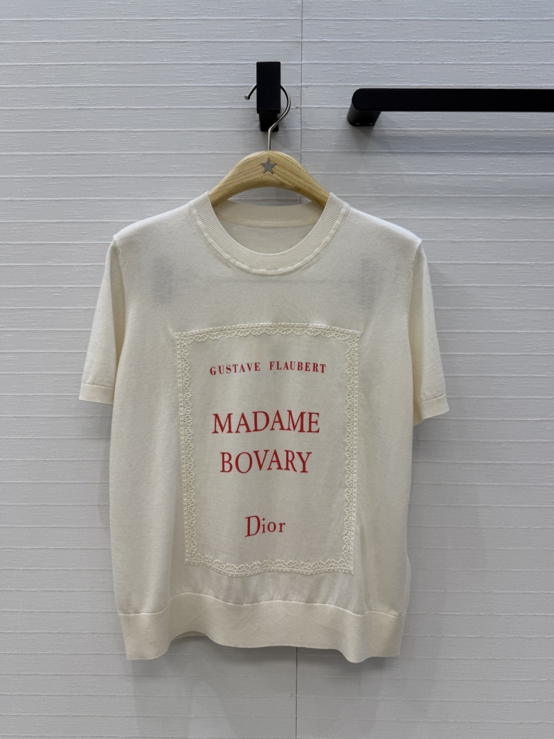 Dior Mulberry Silk and Tencel Garden World Embroidered Knit Top in Cream