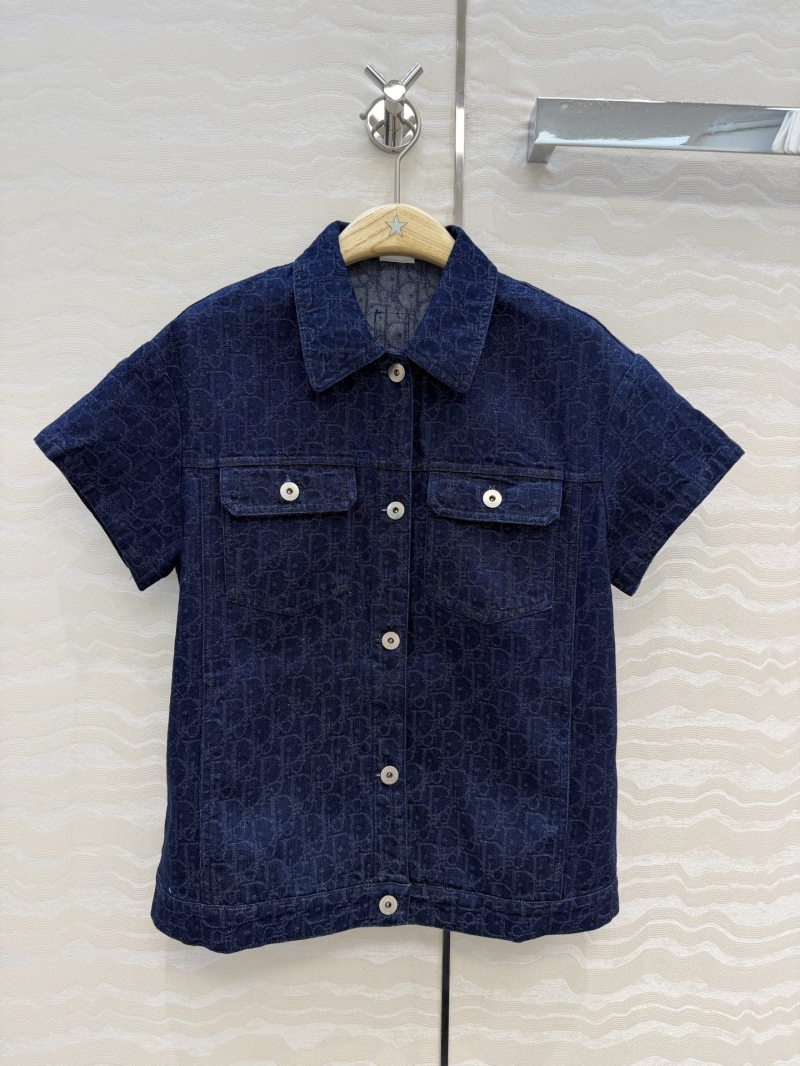 Dior Miss Dior Nautical Series Custom Jacquard Washed Denim Short-Sleeved Jacket
