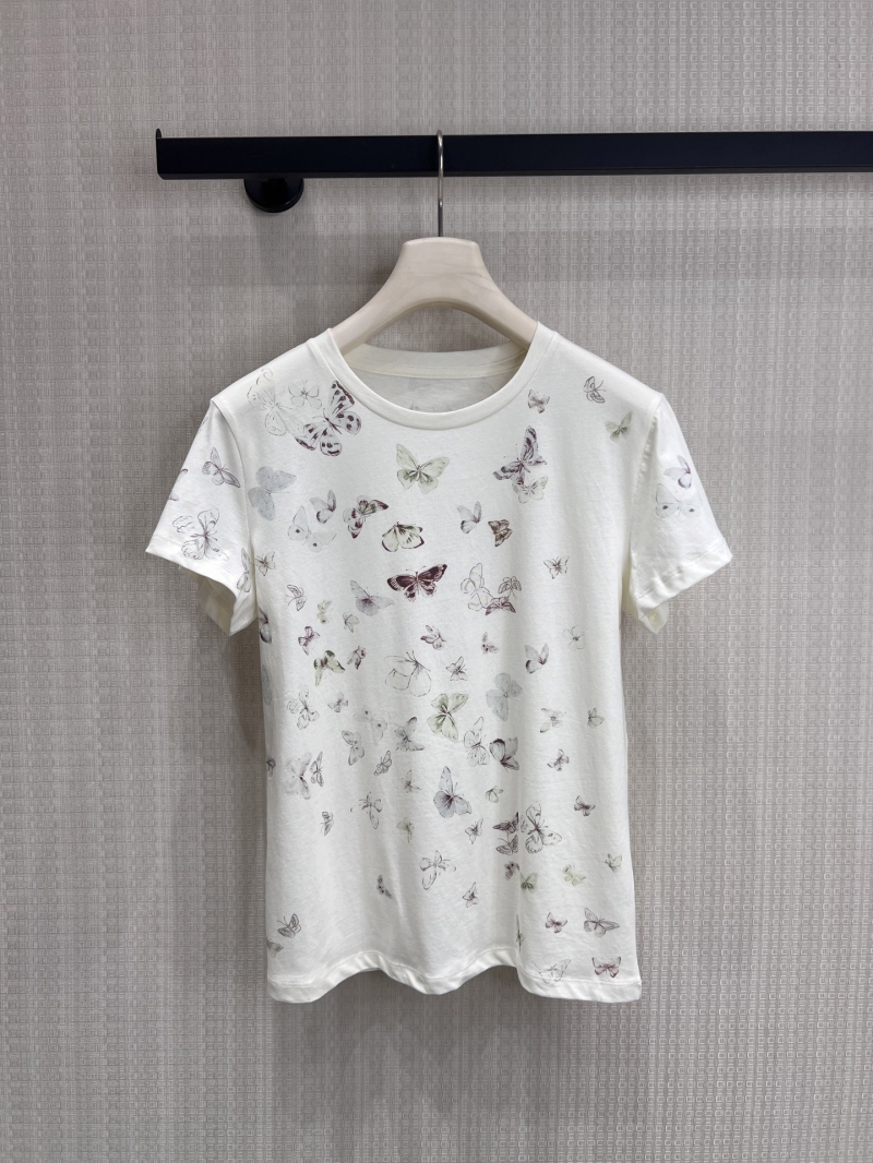 Dior Ivory Watercolor Butterfly Print Relaxed T-Shirt