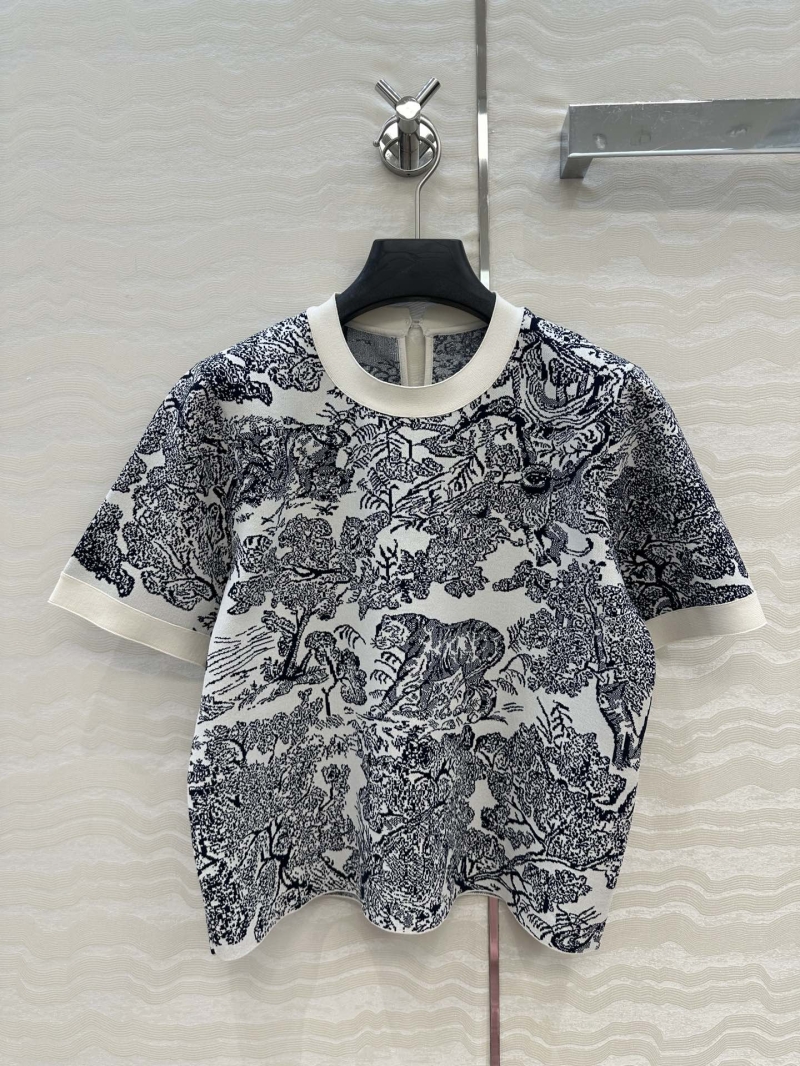 Dior MissDior Riviera Animal Jungle Knit Short Sleeve Top - Luxe French Elegance