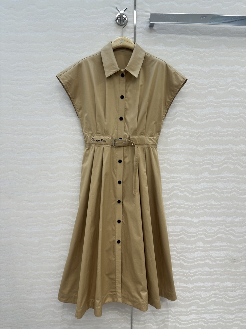 Dior Miss Dior Youthful Flair Notch Collar Twill Cotton Dress