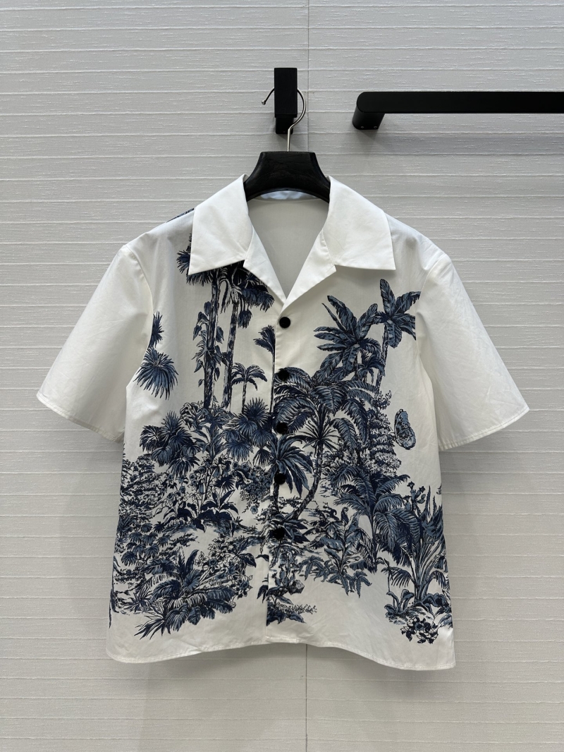 Dior Limited Edition Butterfly Palms Toile Print Short Sleeve Shirt