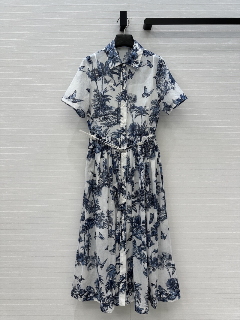 Dior Limited Edition Butterfly Palm Print Short Sleeve Dress