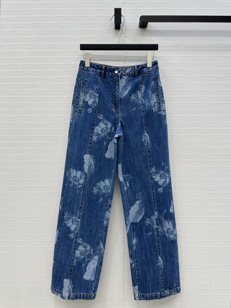 Fendi Fresh Ink Blue Floral Denim Straight-Leg Jeans - Luxe Retro Wash