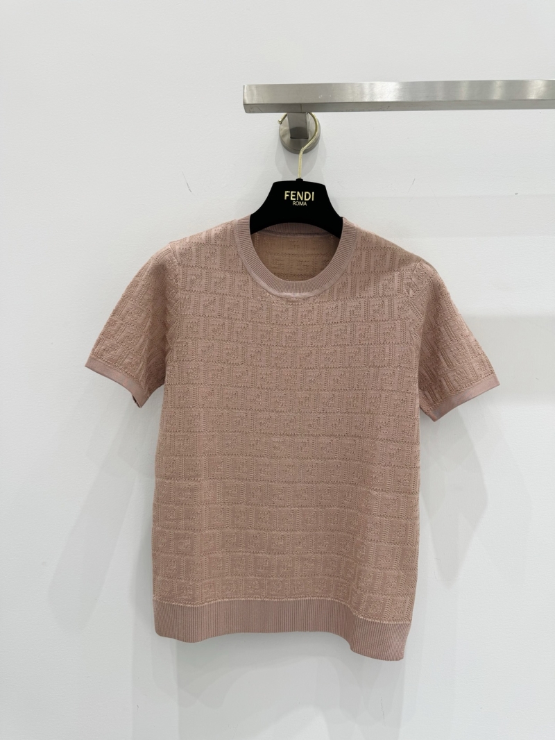 Fendi Luxe Monogram Knit Short-Sleeve Top - Timeless Elegance