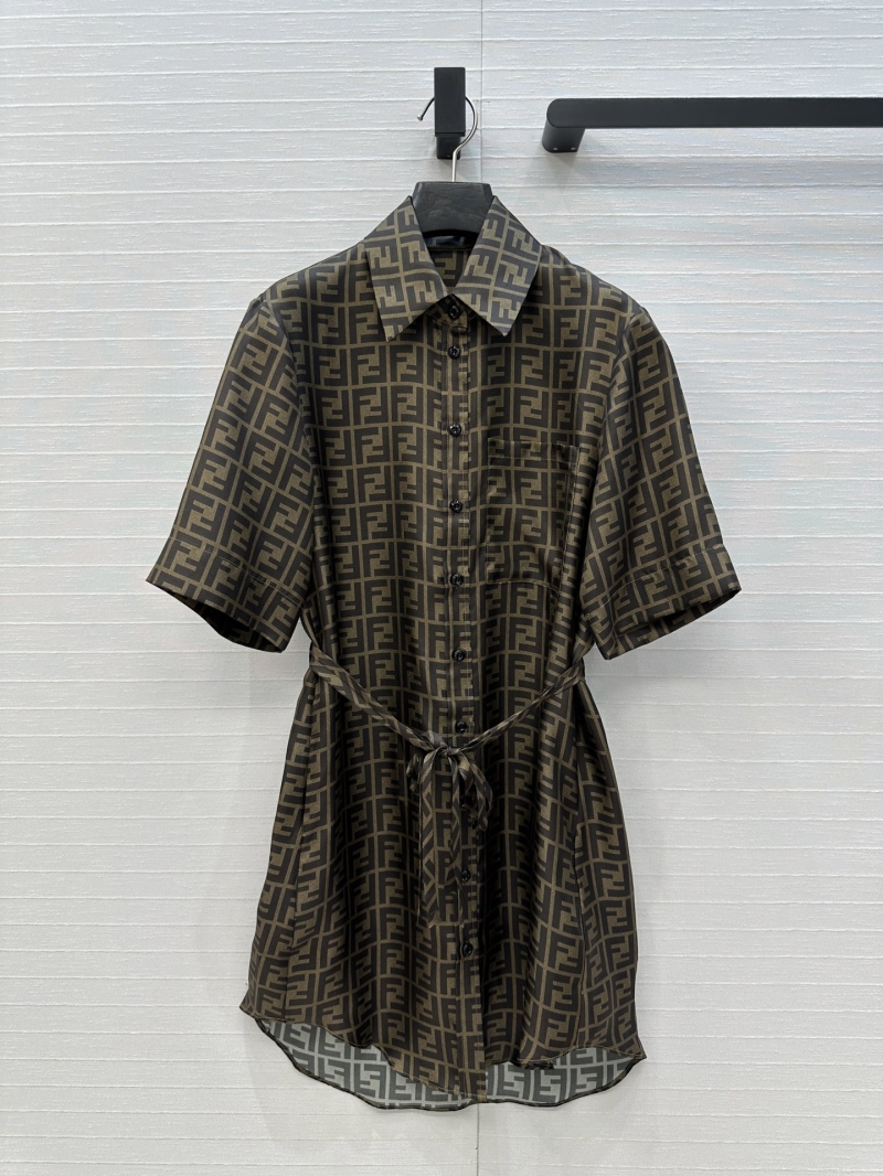 Fendi Luxe FF Monogram Silk Shirt Dress - Elegant & Versatile