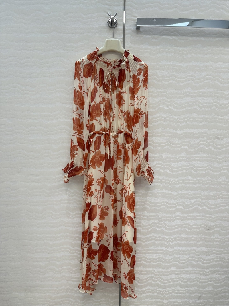 Fendi Holiday Collection Coral Floral Silk Dress