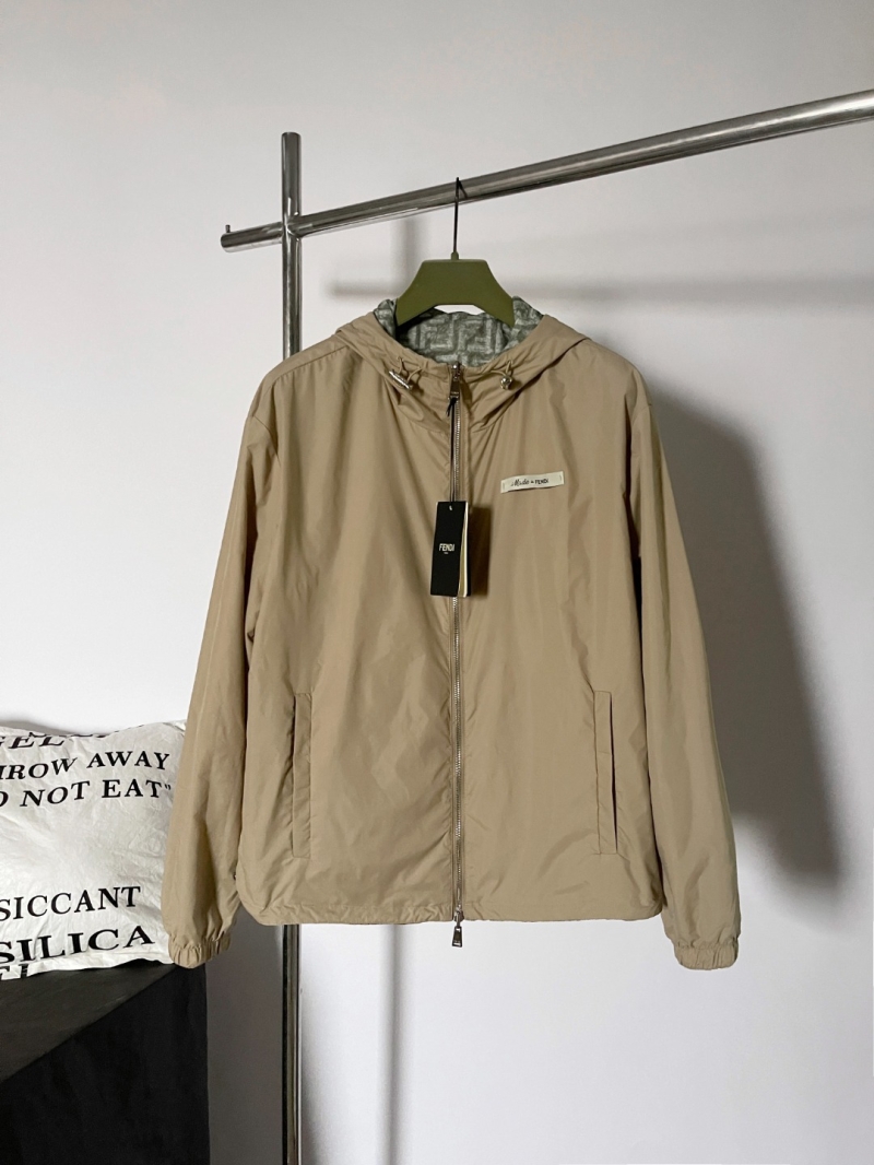 Fendi FD New FF Nylon Reversible Jacket in Beige - Luxe Unisex Outerwear