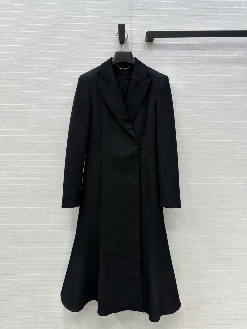 Fendi Women's Longline Blazer Coat, Tailored Silhouette with Ruffled Hem, Exquisite Black, Luxe Wool Blend, Couture-Inspired Design