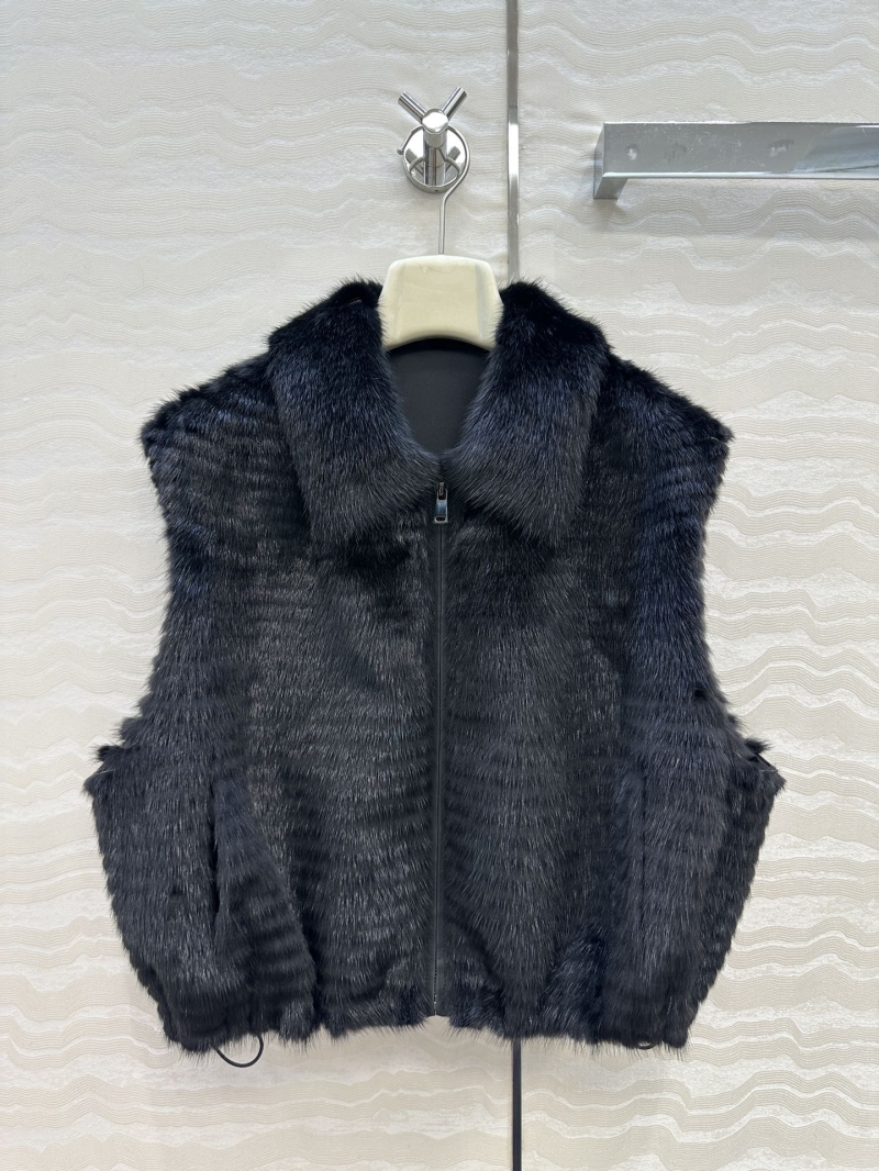 Fendi Limited Edition 100% Natural Mink Fur Vest in Black | Retro Chic, Hand-Stitched, Adjustable Hem