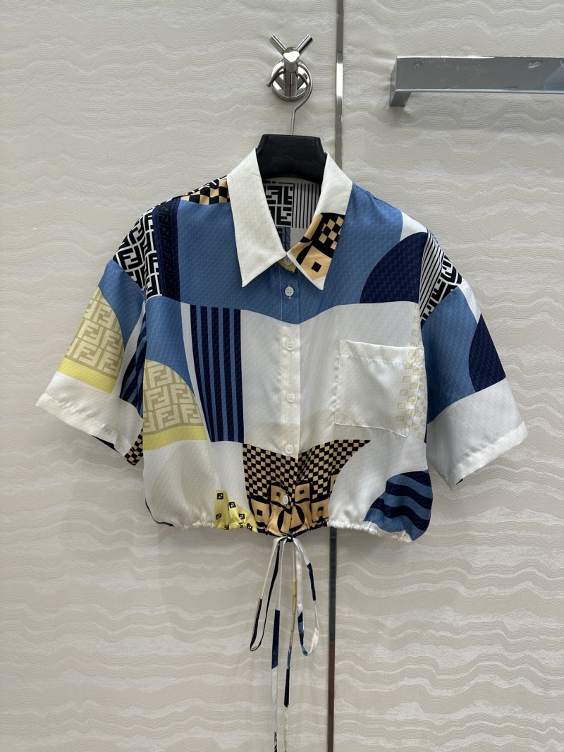 Fendi Blue Holiday Collection Silk Geometric Print Shirt - Limited Edition