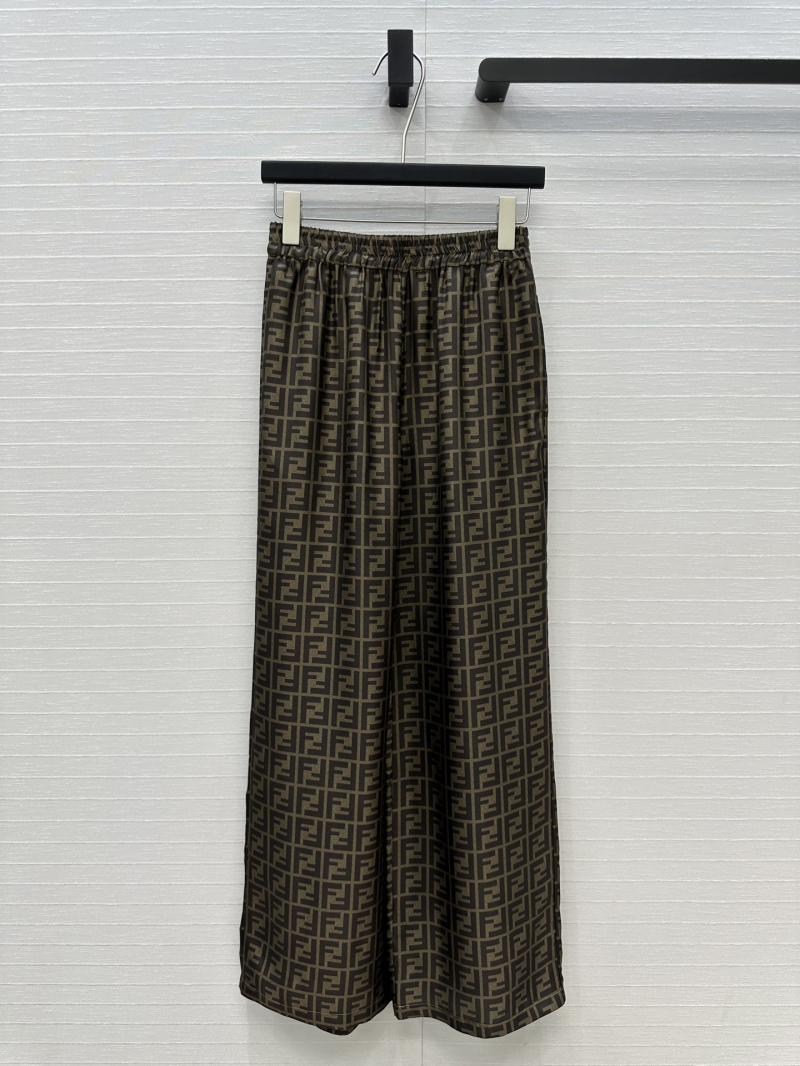 Fendi Exclusive FF Monogram Silk Wide-Leg Pants - Limited Edition