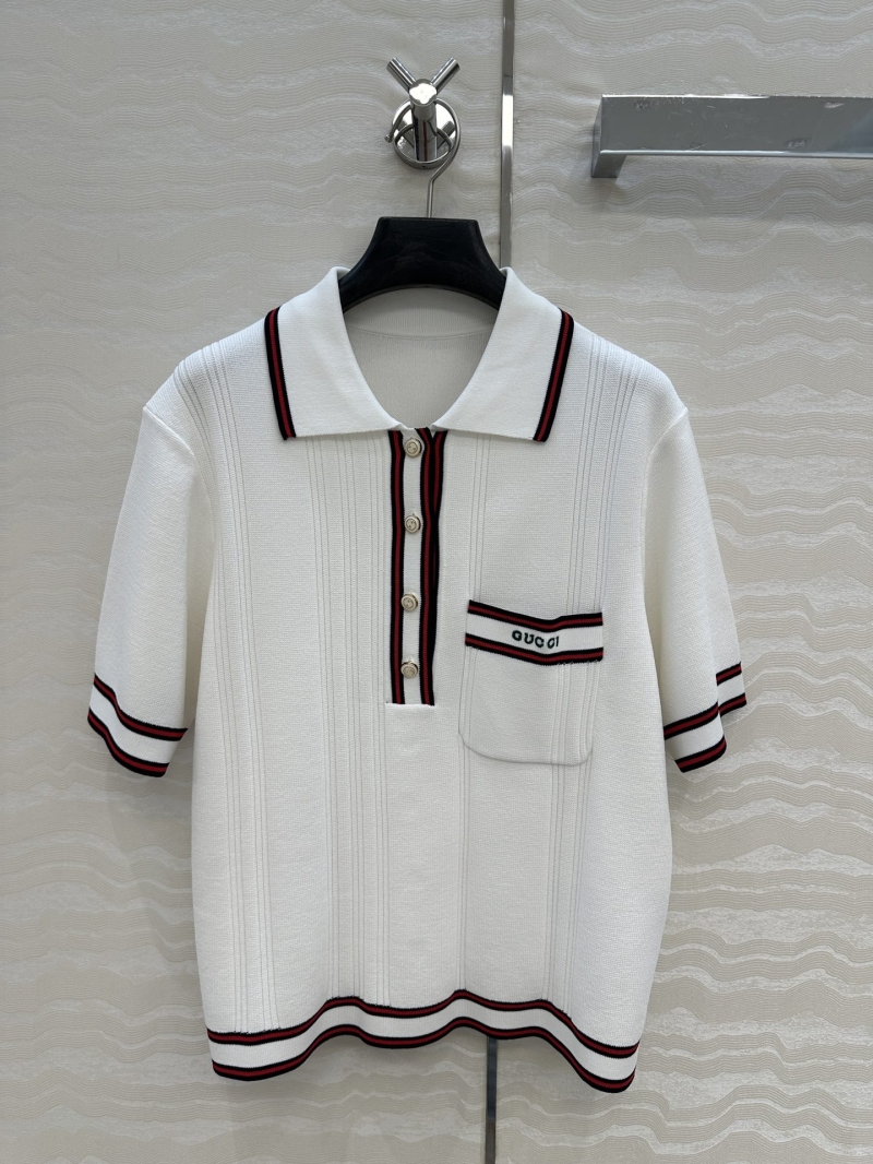 Gucci Tennis-Inspired Knitted Polo Top - Luxe Sporty Chic