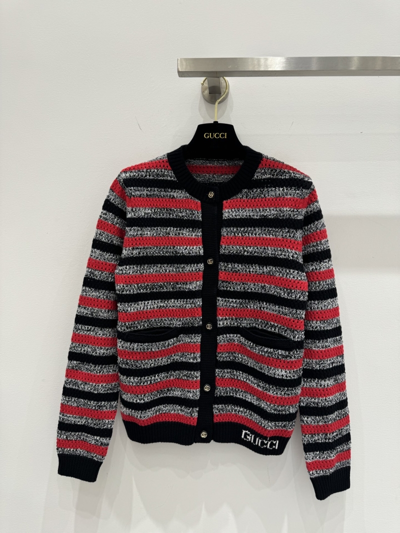 Gucci Colorblock Striped Round-Neck Cardigan - Luxe Edition