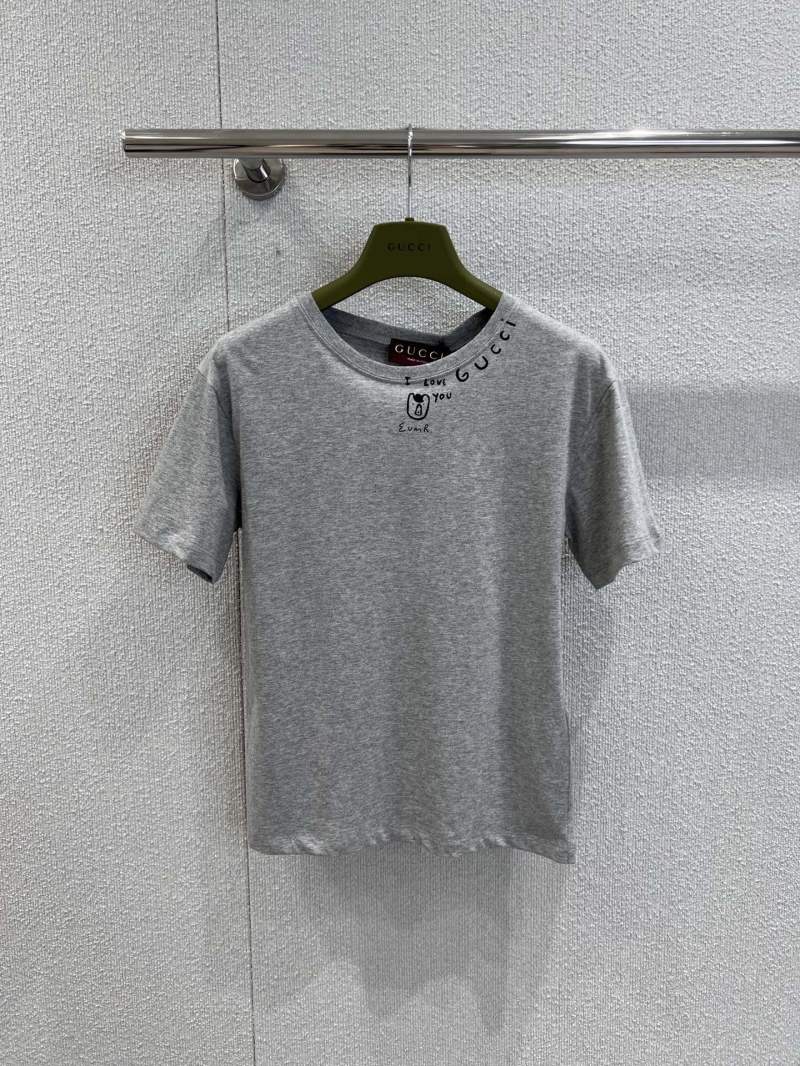 Gucci Spring Summer Slim-Fit Letter Print T-Shirt in Grey - Exclusive Luxe Edition