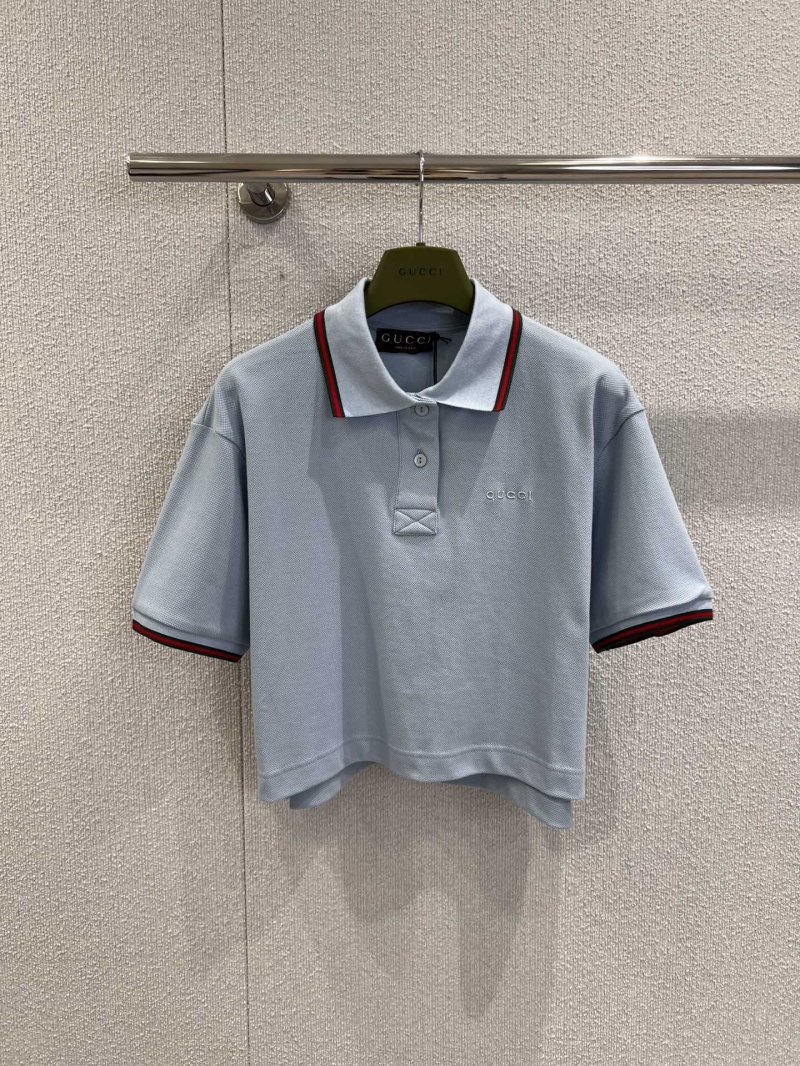 Gucci Spring/Summer Embroidered Short-Sleeve Polo Shirt in Light Blue - Exclusive Design