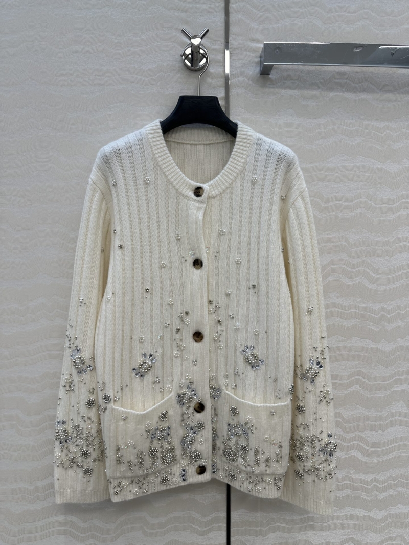 Gucci GG Exclusive Hand-Beaded Cashmere V-Neck Cardigan in White