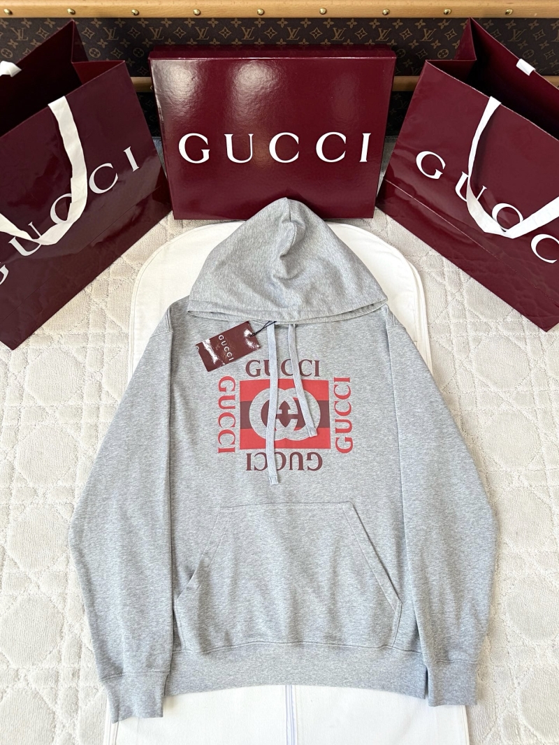 Gucci Unisex Interlocking G Print Hoodie in Hemp Grey