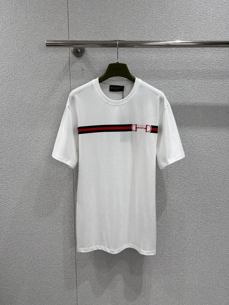 Gucci Horsebit Web Stripe Heavyweight Cotton T-Shirt - White