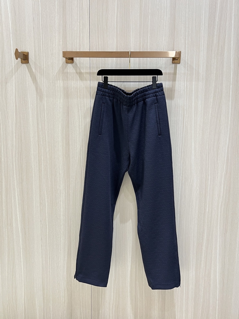 Gucci GG Monogram Wool Knit Jogging Pants in Navy Blue