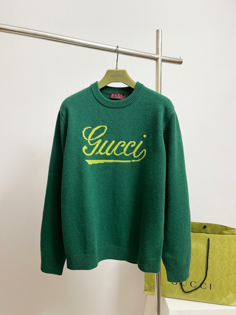 Gucci Emerald Green Signature Script Knit Sweater