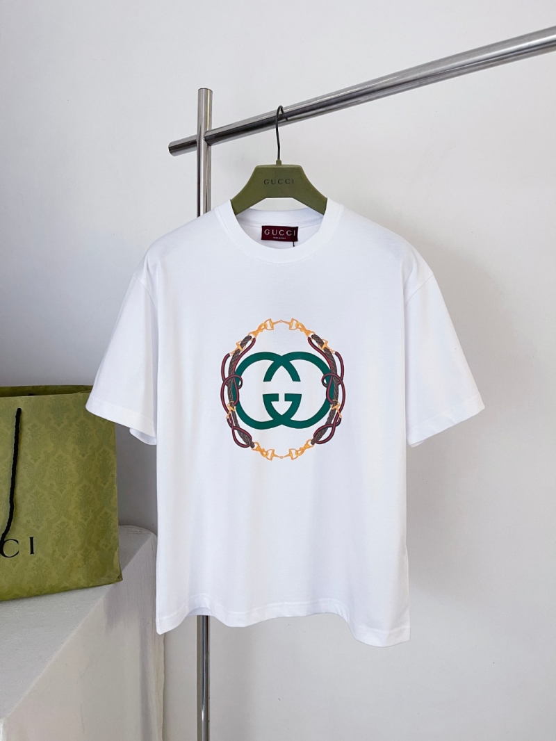 Gucci GG Bridle Webbing Horsebit Logo T-Shirt in White