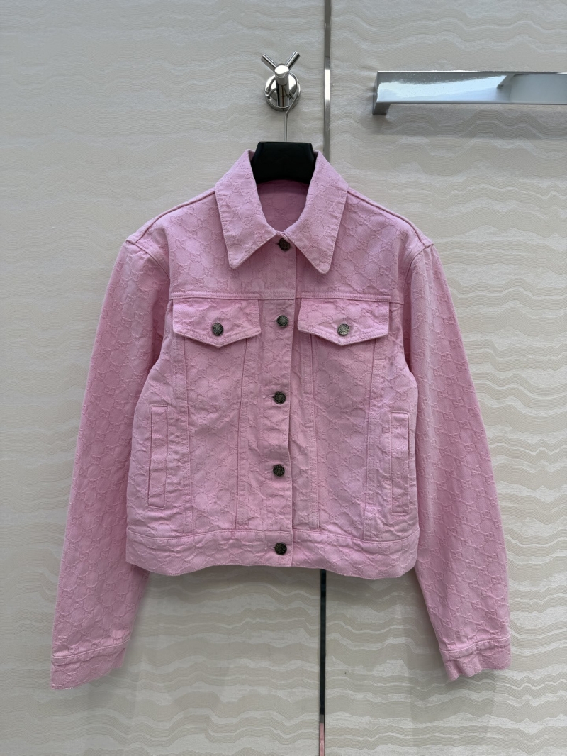 Gucci GG Monogram Jacquard Pink Denim Jacket
